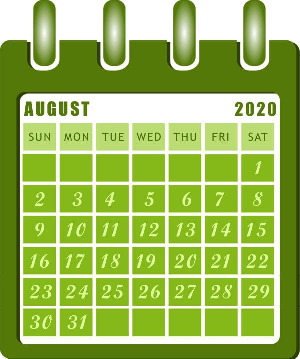 free printable august 2020 calendar clipart images